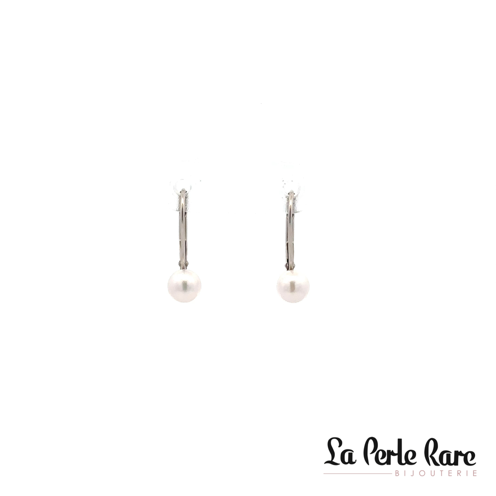 Anneaux or blanc, perles, 5-5.5 mm - PR14W-LB-555 - Exclusivités