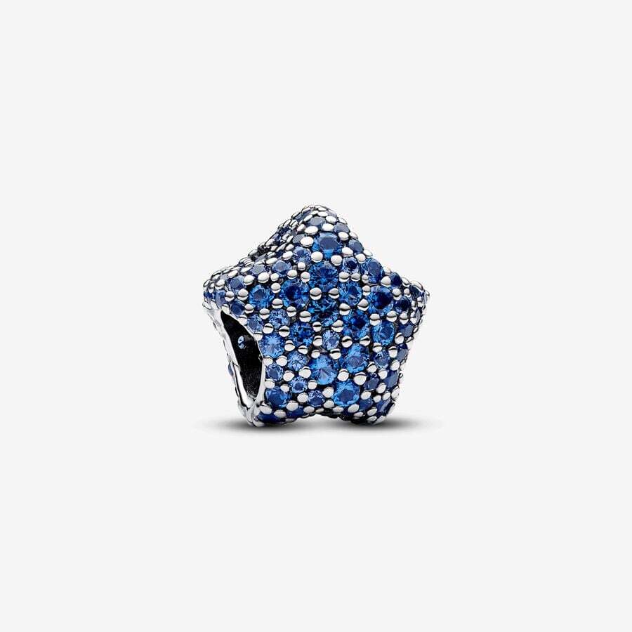 Bille étoile en pavé audacieux, argent, cristaux bleus - 793026C01 - Pandora