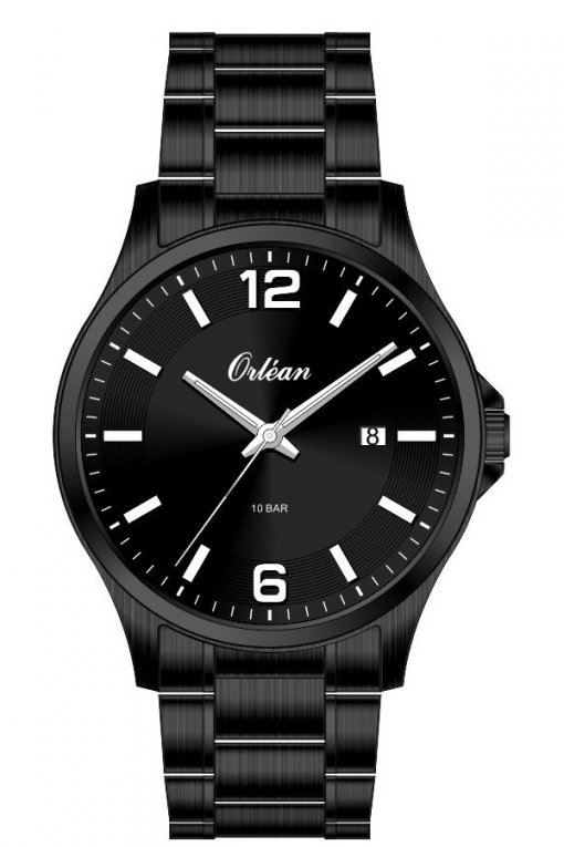 Montre acier inoxydable noir, fond noir - ME3666 - Orlean