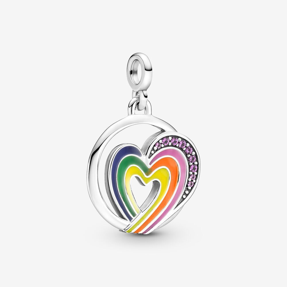 Bille médaillon coeur de libertés en arc-en-ciel Pandora Me, cristal mauve, argent - 791793C01 - Pandora