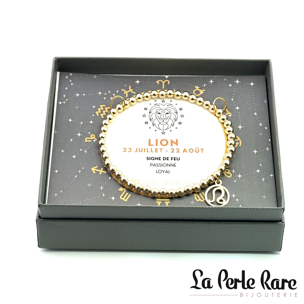 Bracelet signe du zodiaque Lion, métal doré - DBJBRC4MLEO - Dee Berkley