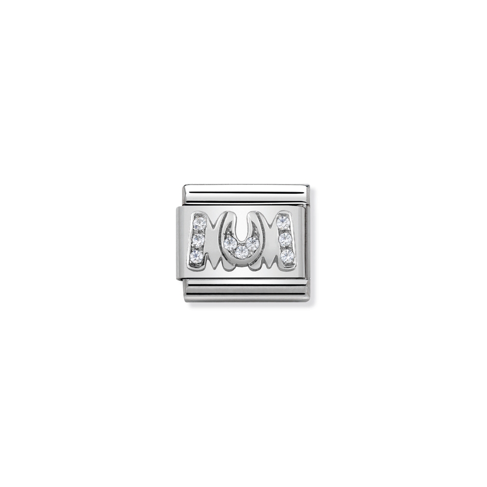 Maille classique mum, acier inoxydable, argent, zircons incolores - 33031608 - NOMINATION