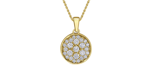 Pendentif rond, or jaune 10 carats, 50 points de diamants total - DD8210Y50 - Corona