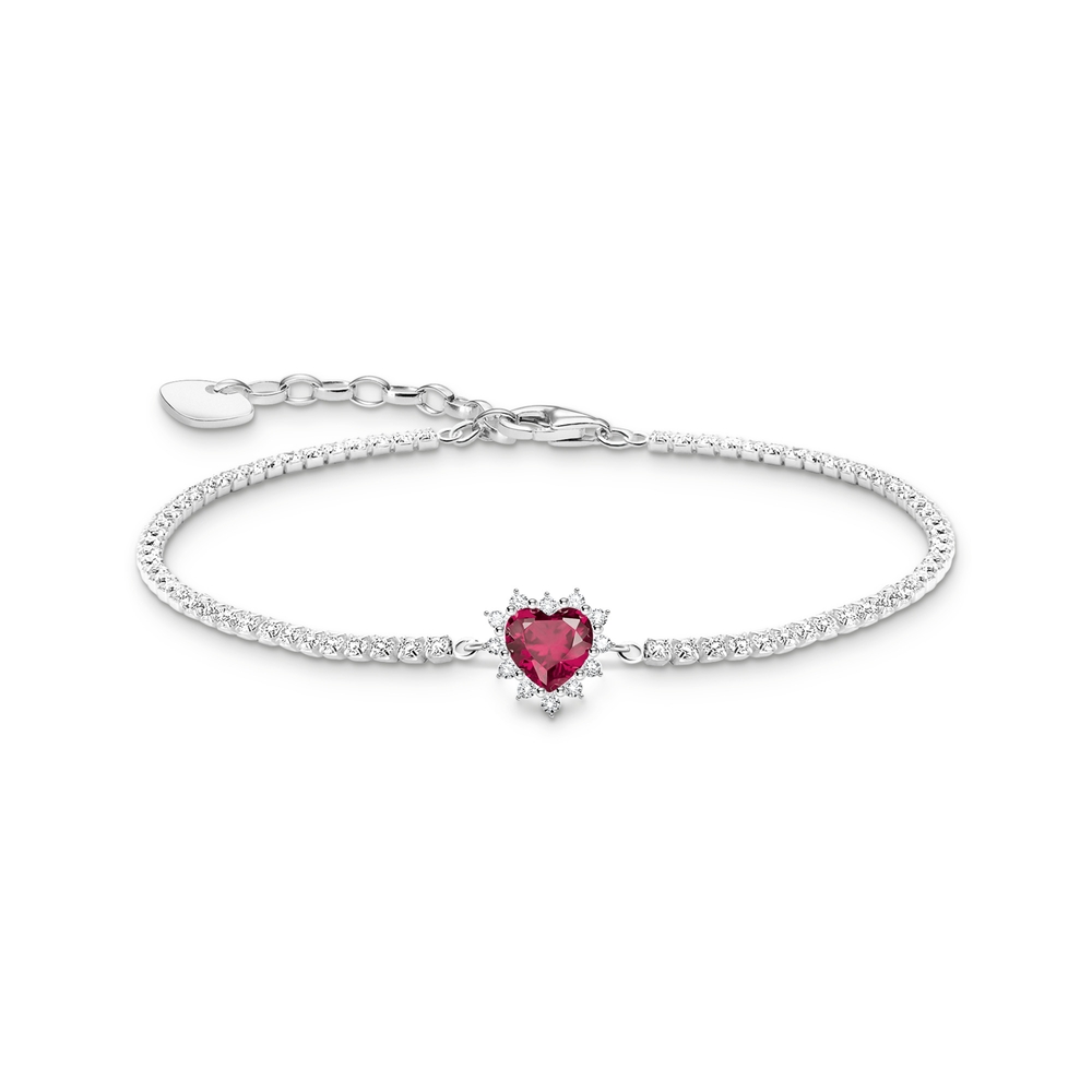 Bracelet romance, argent, rubis de laboratoire, zircons incolores - A2188-013-10-L19V - Thomas Sabo