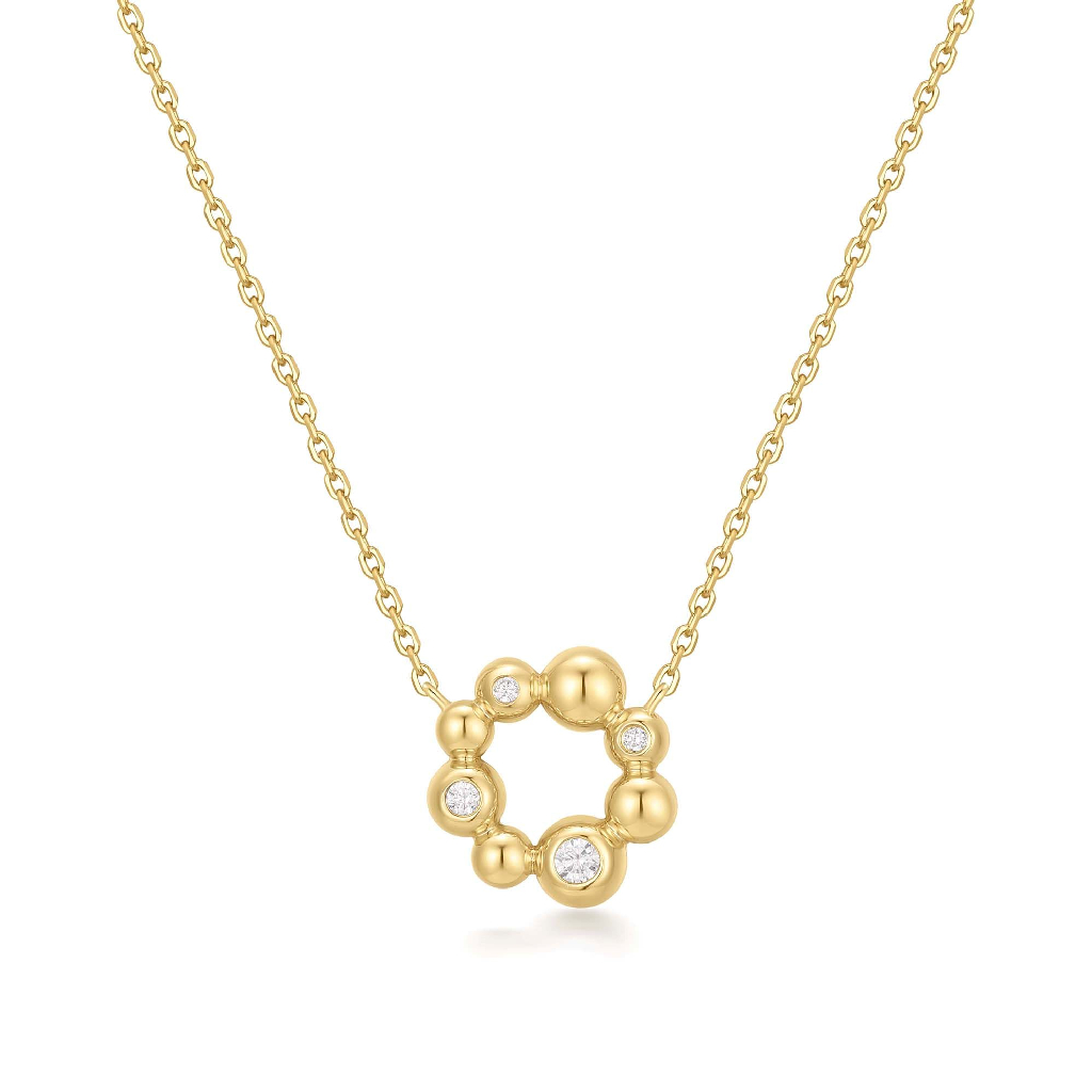 Collier argent doré, zircons incolores - N066-03G - Ania Haie