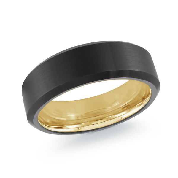 Jonc tungstène 2 tons (noir/jaune), 7 millimètres - TG-085 - Malo