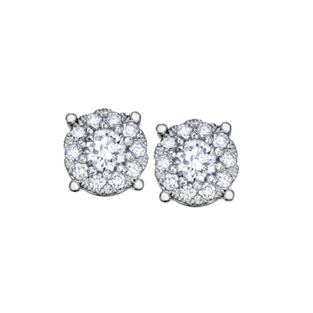 Boucles d’oreilles fixes en or blanc avec 74 points de diamants - DX555W70 - Corona