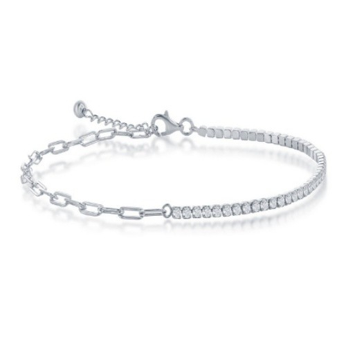 Bracelet argent sterling, zircons