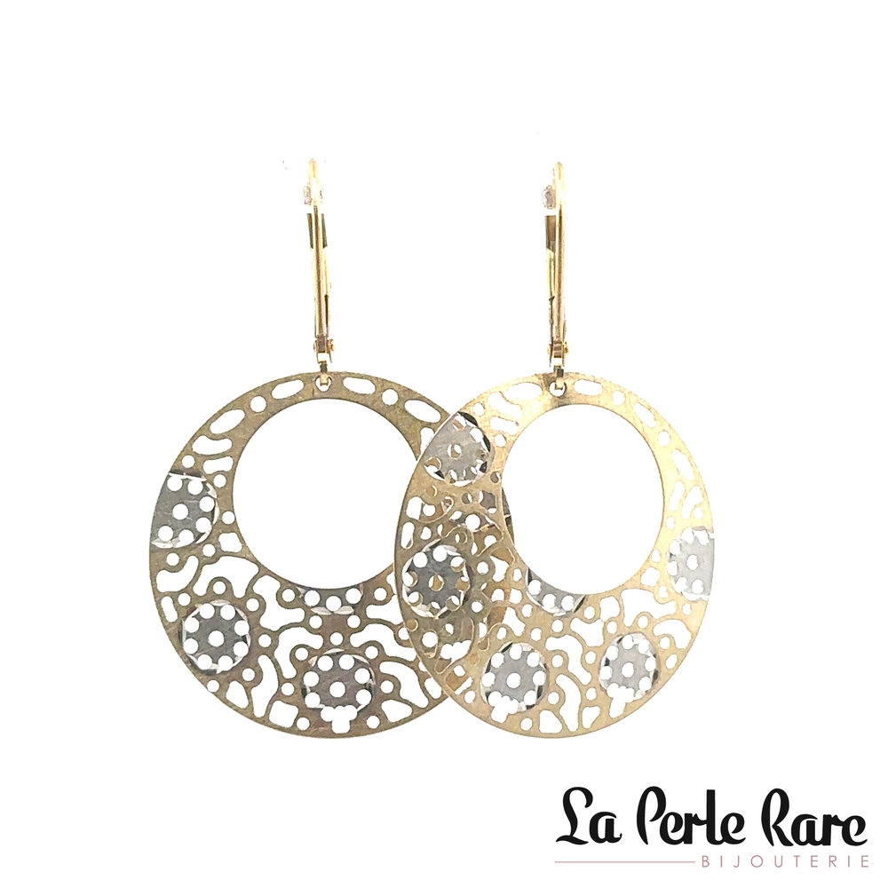 Bo pendantes or 2 tons (jaune/blanc) - 32298 - Exclusivités