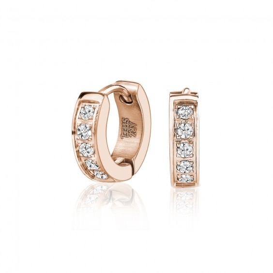 Huggies acier rose, zircon 3x10 mm