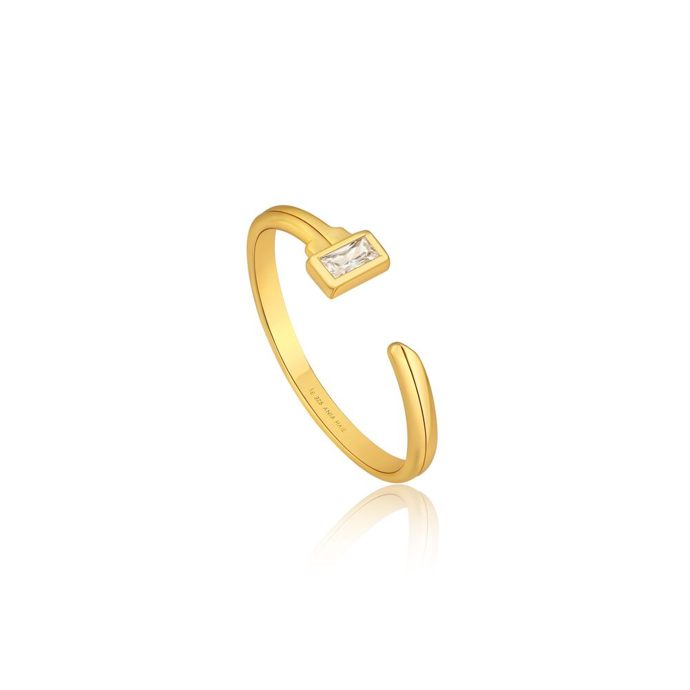 Bague ajustable en argent doré, zircon Bague ajustable en argent doré, zircon