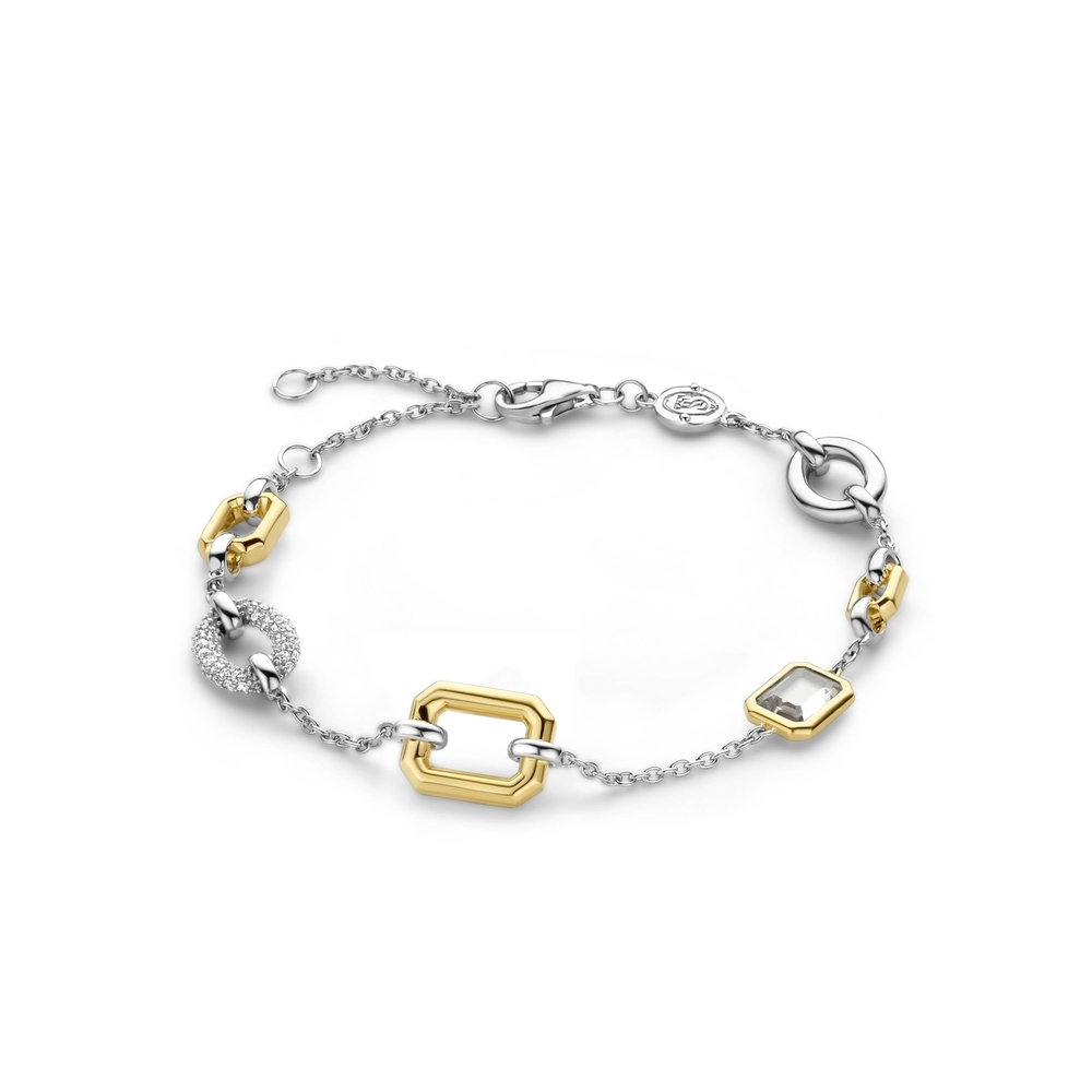 Bracelet argent 2 tons (blanc/jaune), zircons - 23022ZY - Ti Sento