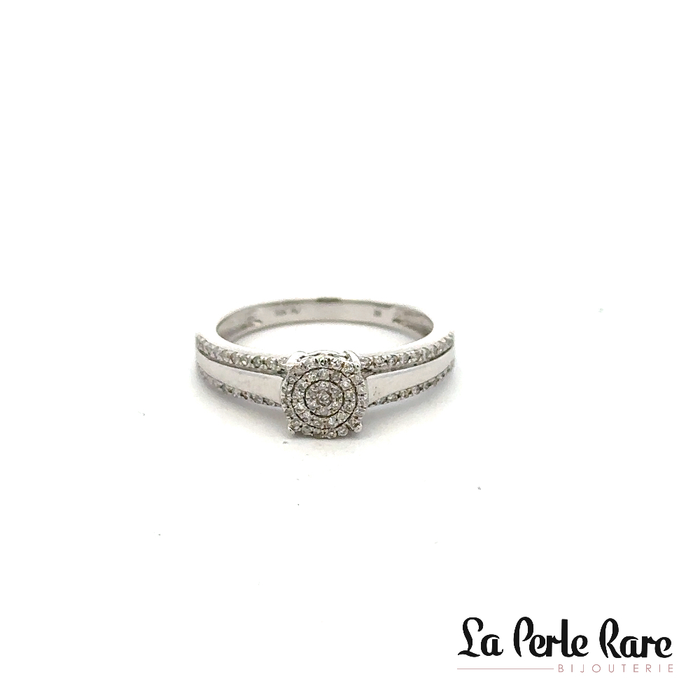 Bague or blanc 10 carats, 20 points de diamants total - CA256101-R - Exclusivités