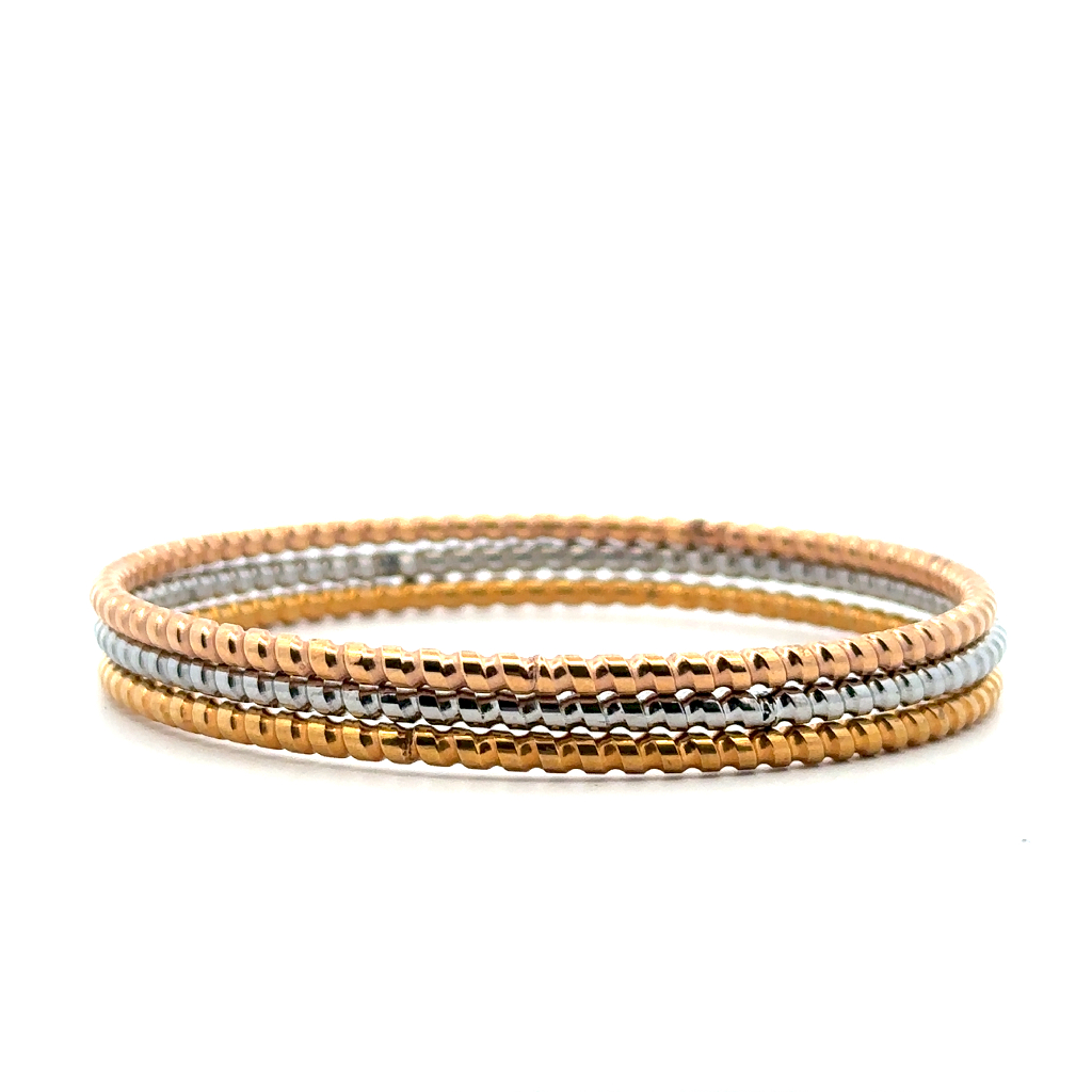 Ensemble de 3 bracelets, acier inoxydable 3 tons (blanc, jaune et rose) - BR5914 - Inox
