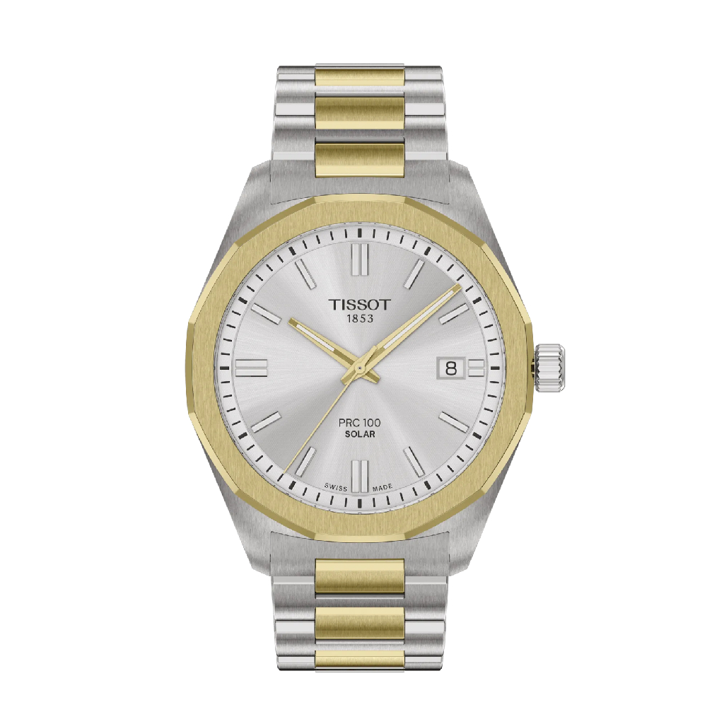 Montre PRC 100 Solar, acier inoxydable 2 tons (blanc et jaune)