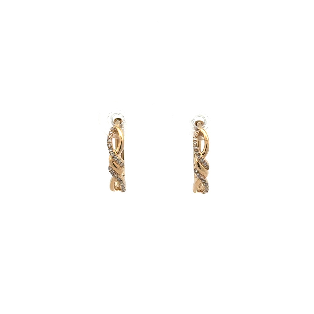 Anneaux de type huggies or jaune 10 carats, 15 points de diamant total