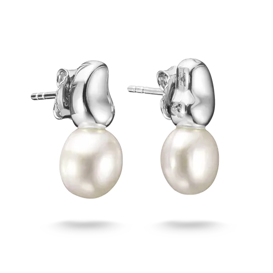 Boucles d'oreilles fixes argent, perles d'eau douce