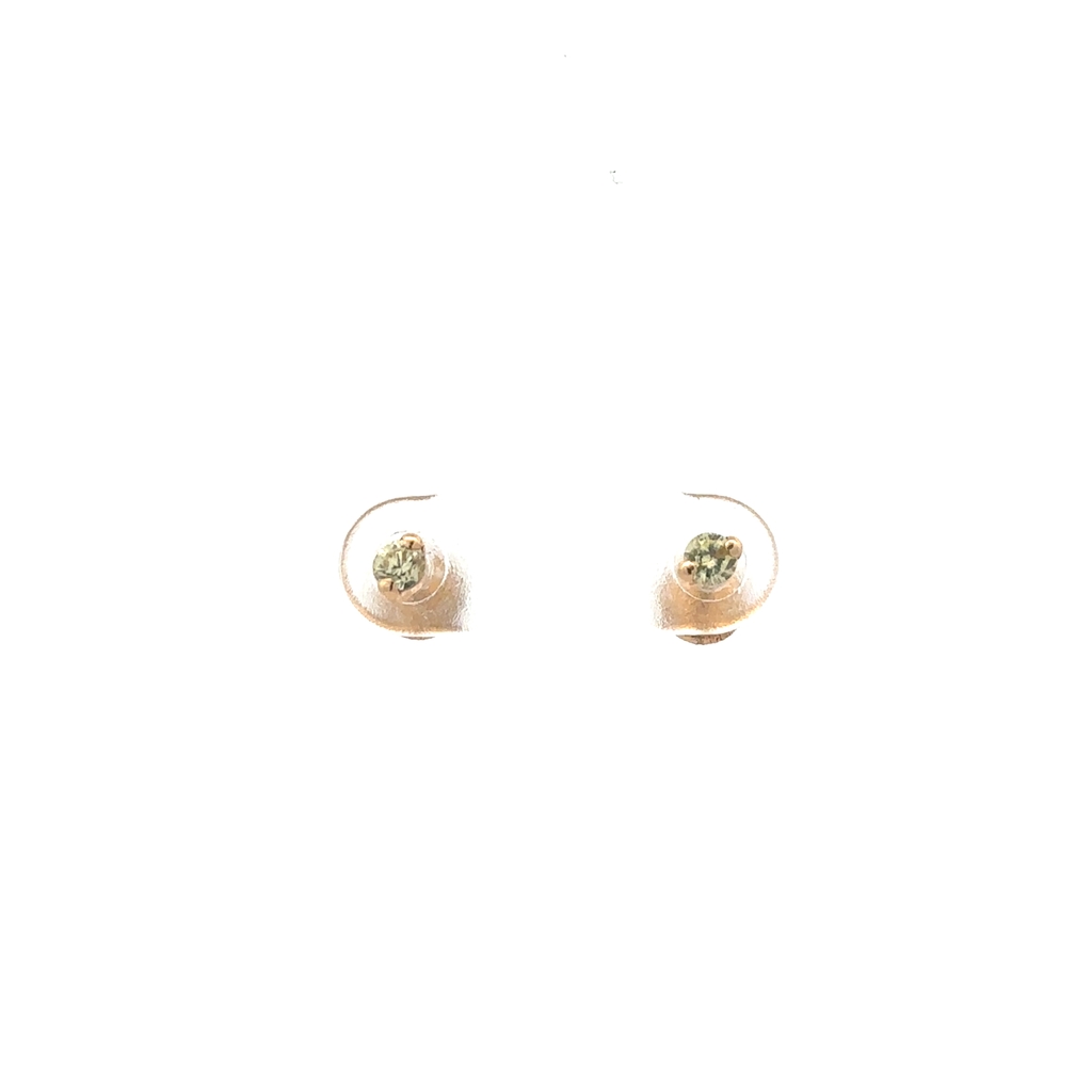 Boucles d'oreilles fixes vissées or jaune 10 carats, zircons vert pâle - 12678-AOUT - Exclusivités