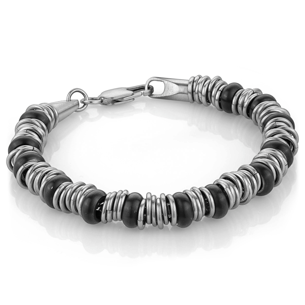 Bracelet acier 2 tons (blanc/noir)