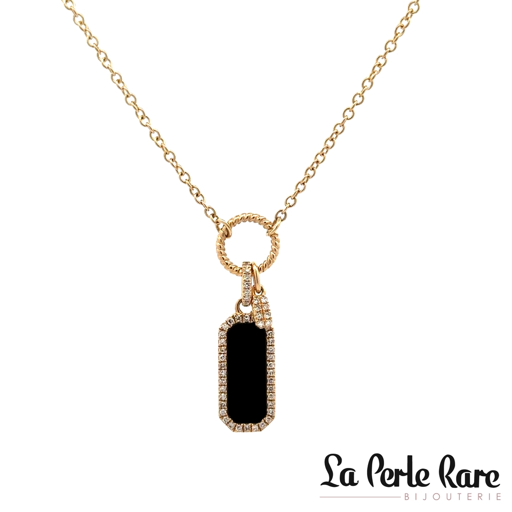 Collier or jaune, onyx, 13 pts dia tot - SC55024173 - Shy