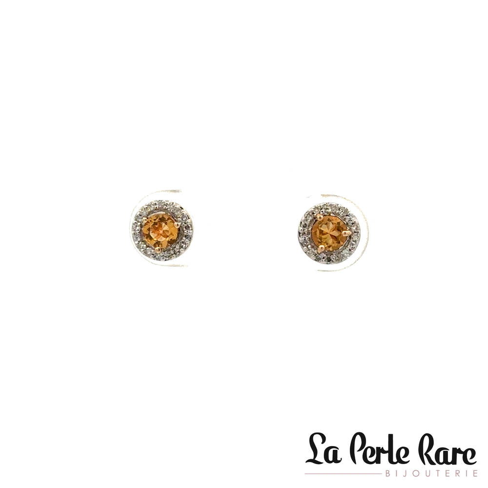 Boucle d'oreille stud citrine et 10 pts diamants - M13E2253CTV915 - Exclusivités