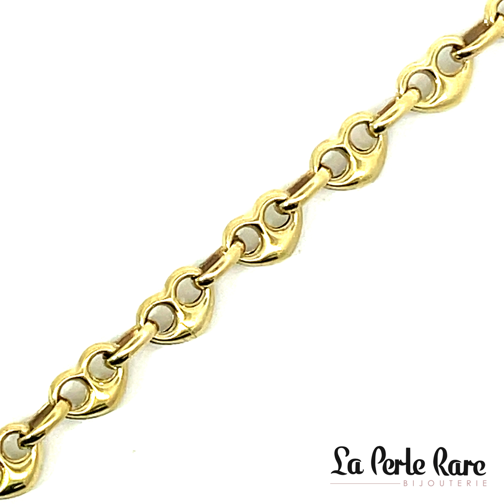 Bracelet coeurs, or jaune, zircons Bracelet coeurs, or jaune, zircons