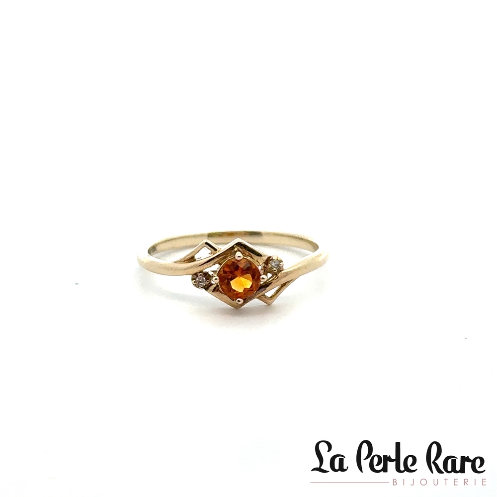 Bague or jaune 10 carats, citrine, 1 point de diamants total - 51Z39WG-1110 - Corona