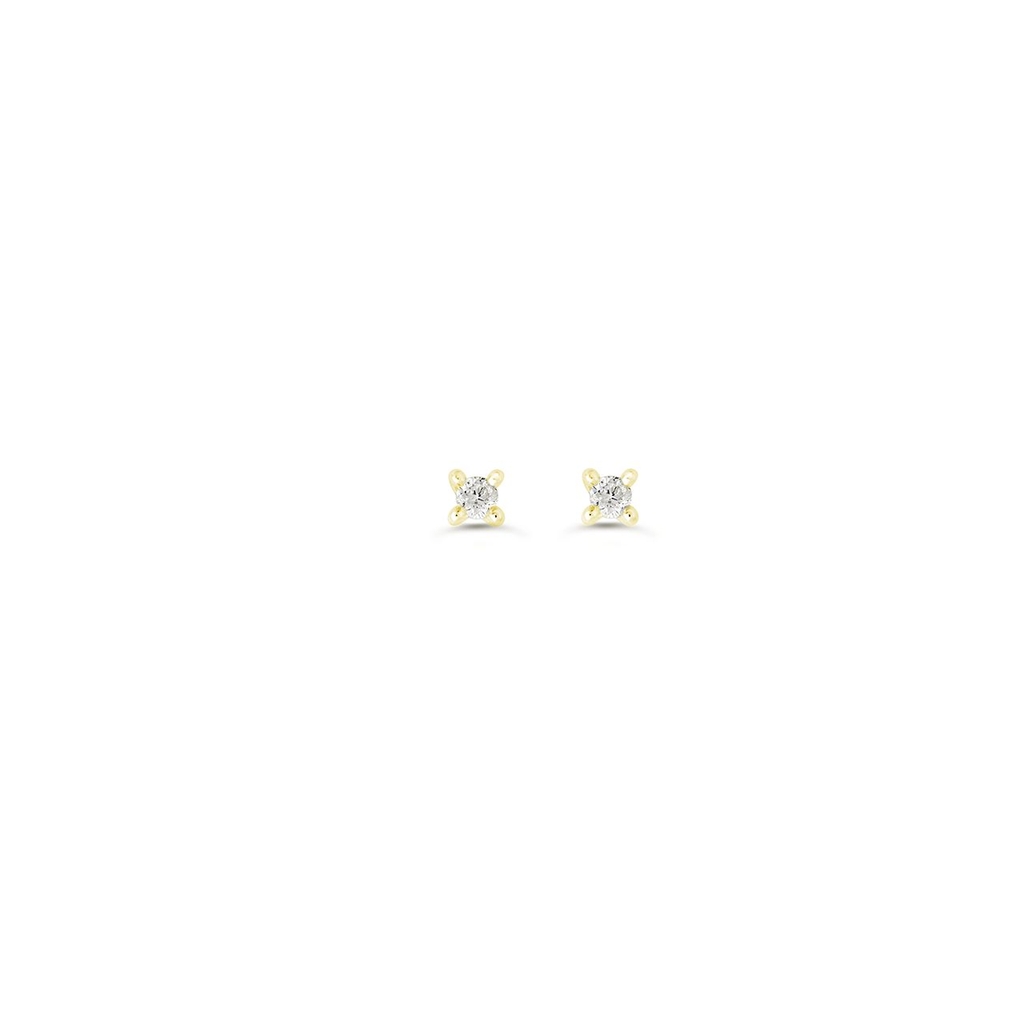 Boucles d'oreilles fixes or jaune 14 carats, 6 points de diamant total