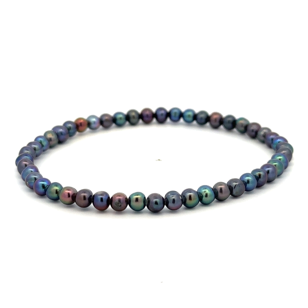 Bracelet extensible, perles d'eau douce bleues - BOX5-EX-4-BLEU - Exclusivités