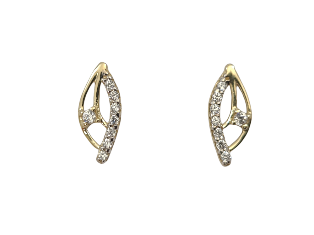 Boucles d'oreilles fixes or 2 tons (jaune/blanc) 10 carats, zircons incolores - EOZ-1209-2T - Exclusivités