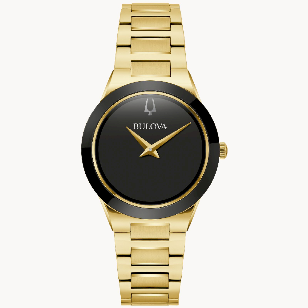 Montre acier inoxydable 2 tons (jaune/noir), fond noir - 97L175 - Bulova