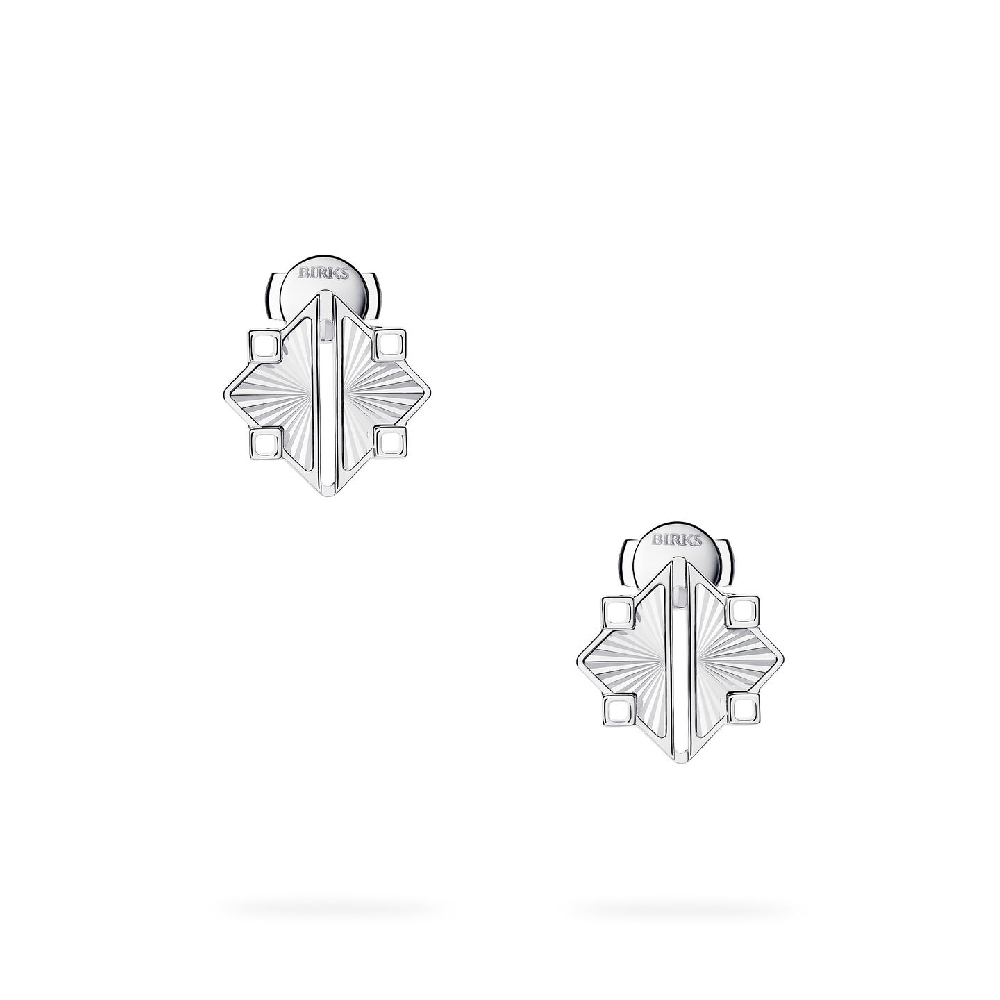 Boucles d'oreilles fixes guillochée Birks Muse, argent - 450018466167 - Birks