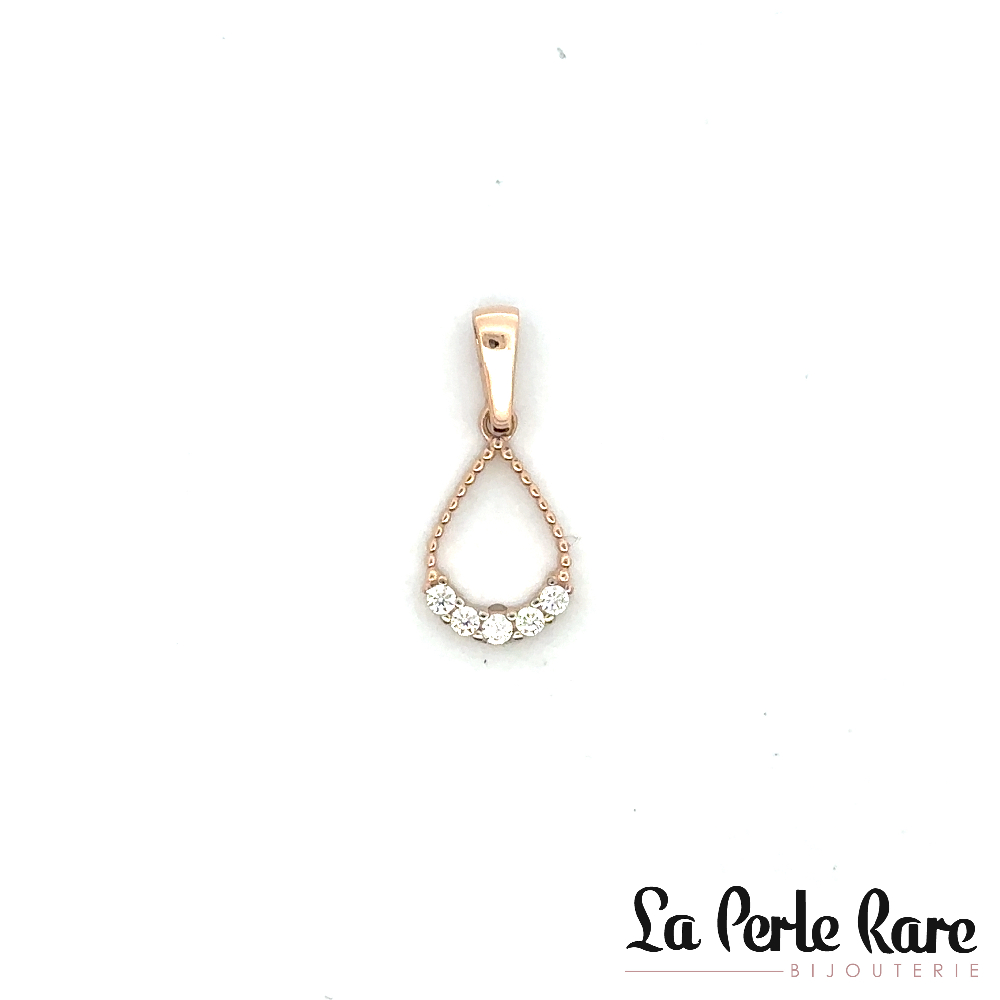 Pendentif or rose 10 carats, zircons incolores - PDC46-5256-R - Exclusivités