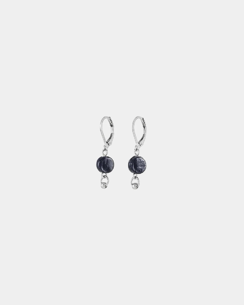 Boucles d'oreilles pendantes acier inoxydable, verre coloré - ARA-NOCTURNE - Anne-marie Chagnon