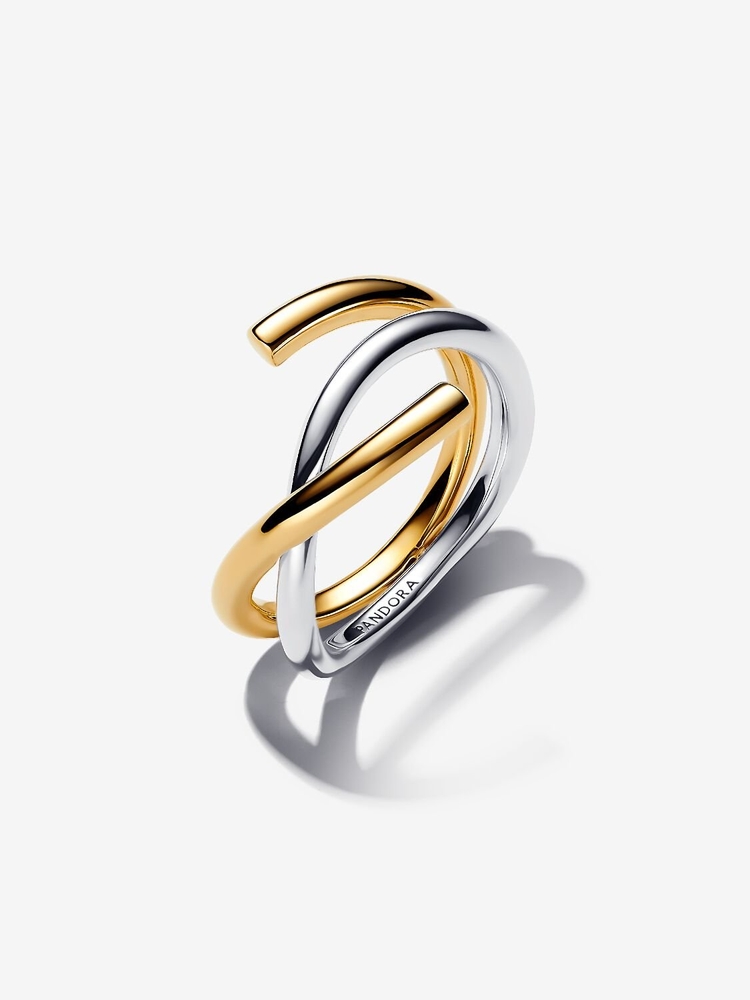 Bague double, argent, métal unique plaqué d'or 14 carats - 163889C00-52 - Pandora