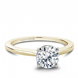 Bague solitaire, or 2 tons (jaune/blanc), dia 33 pts - S01801YWMFB33A - Crown Ring