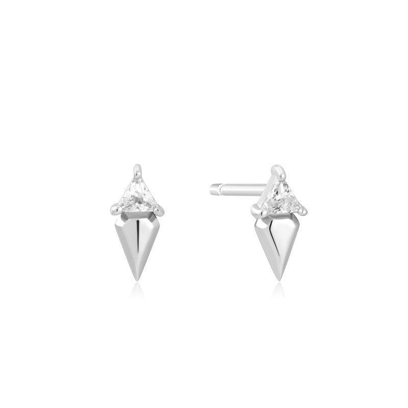 Boucles d'oreilles fixes argent rhodié, zircons incolores - E059-04H - Ania Haie