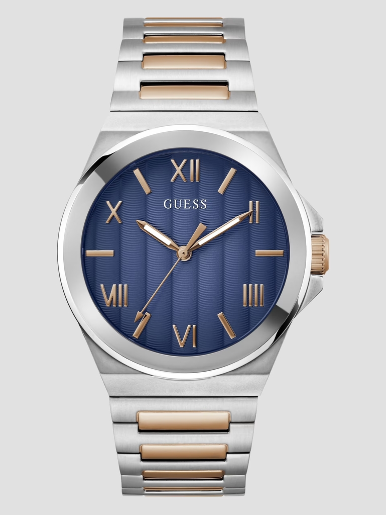 Montre acier inoxydable 2 tons (blanc et rose), fond marine - GW0789G4 - Guess