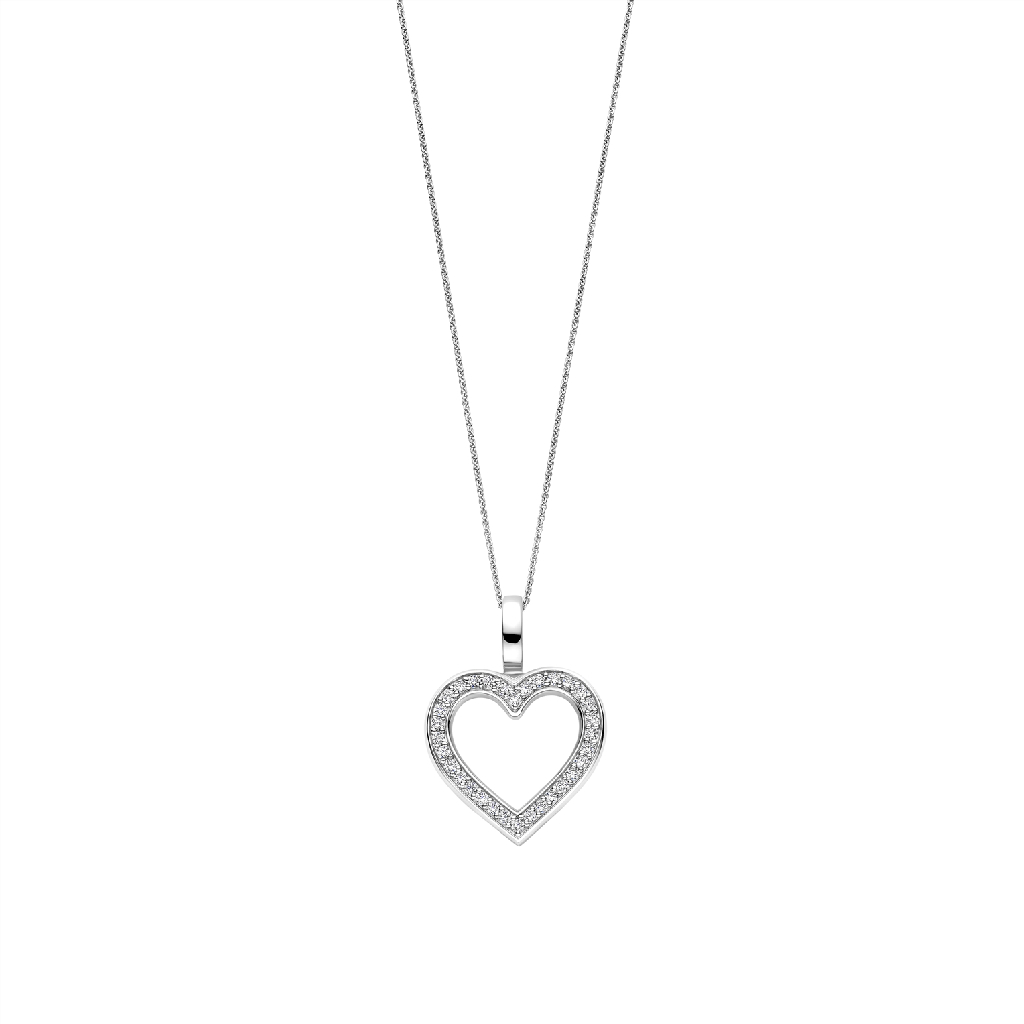 Pendentif coeur, argent rhodié, zircons incolores - 6859ZI - Ti Sento