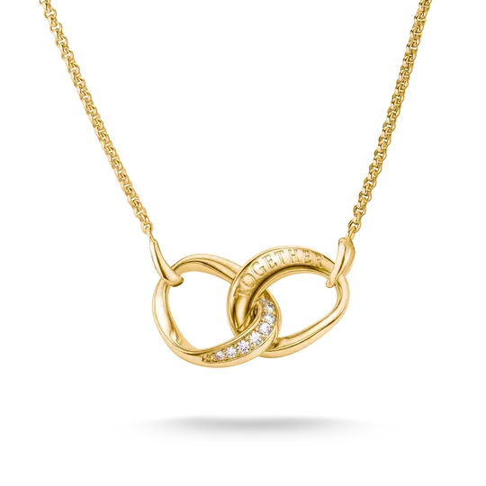 Collier alliage premium plaqué or 18 carats, zircons incolores