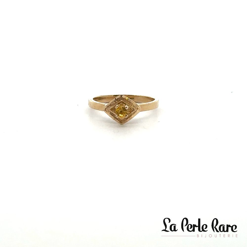 Bague or jaune 10 carats, zircon jaune - 2524 - Exclusivités