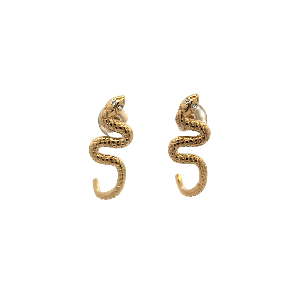 Boucles d’oreilles fixes serpents, acier inoxydable doré