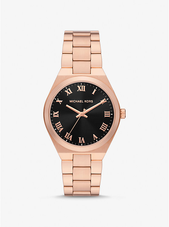 Montre acier inoxydable rosé, fond noir - MK7392 - Michael Kors