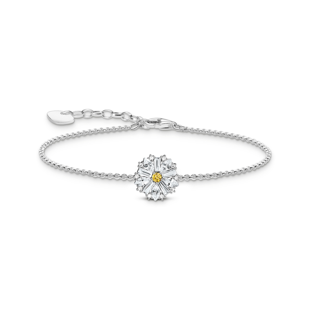 Bracelet marguerite, argent, zircons blancs et jaune - A2202-051-4-L19V - Thomas Sabo