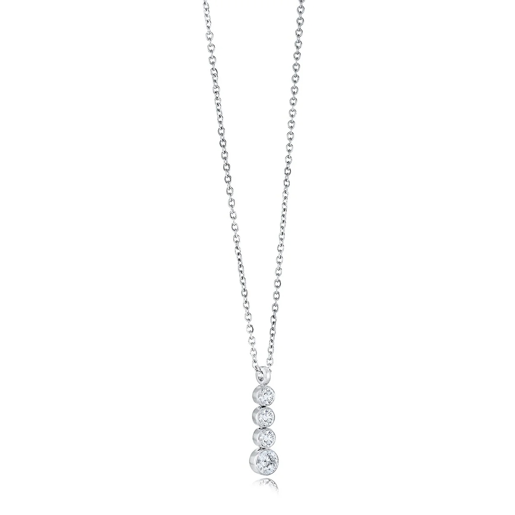 Collier acier inoxydable, zircons incolores - SWP116 - Italgem Steel