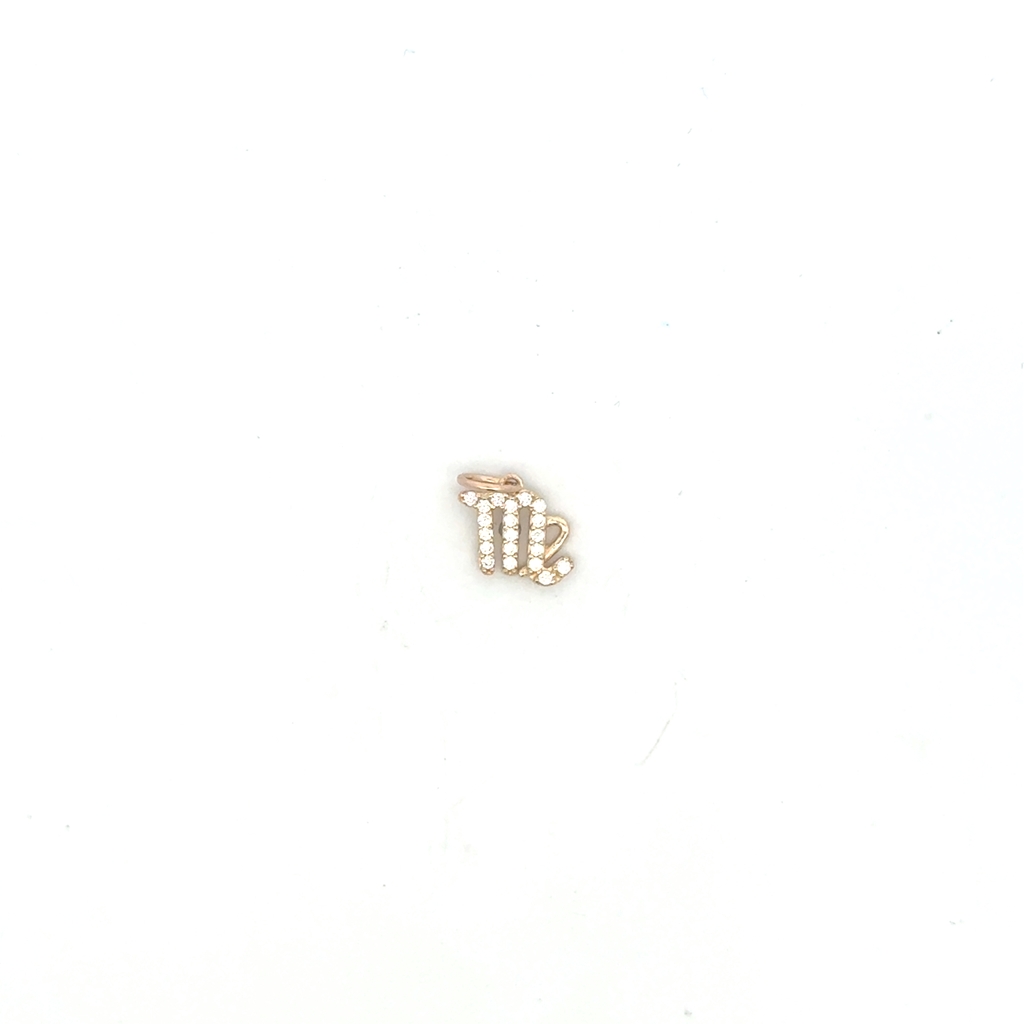 Pendentif zodiaque Vierge, or jaune 10 carats, zircons incolores - 14293-VIERGE - Exclusivités
