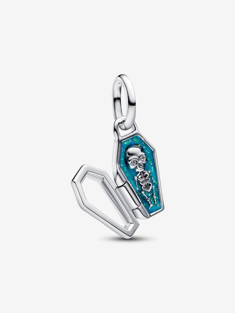 Bille cercueil luminescent ouvrant, argent, zircons incolores, émail blanc scintillant - 794058C01 - Pandora