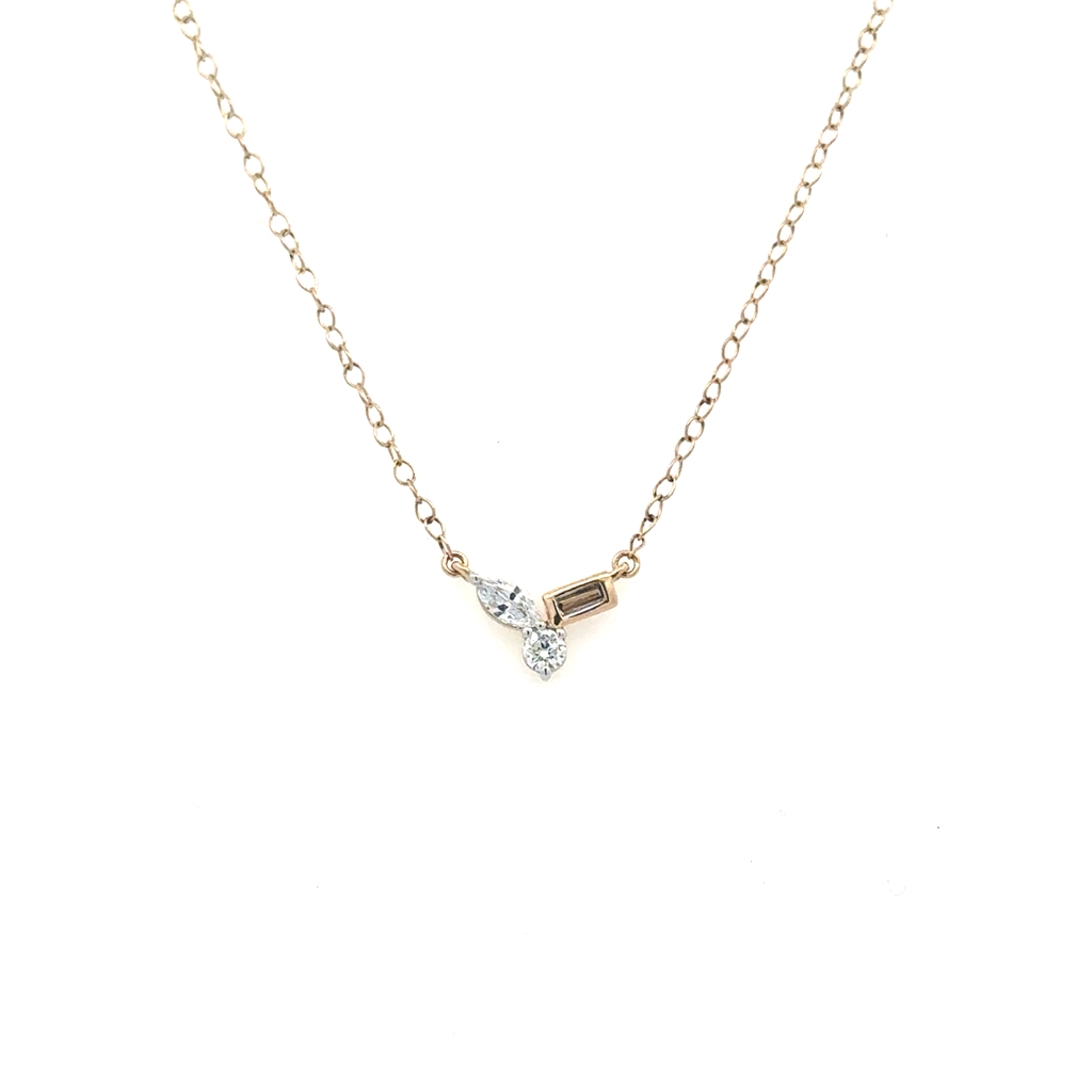 Pendentif en or jaune 10 carats avec 20 points de diamants de laboratoire au total