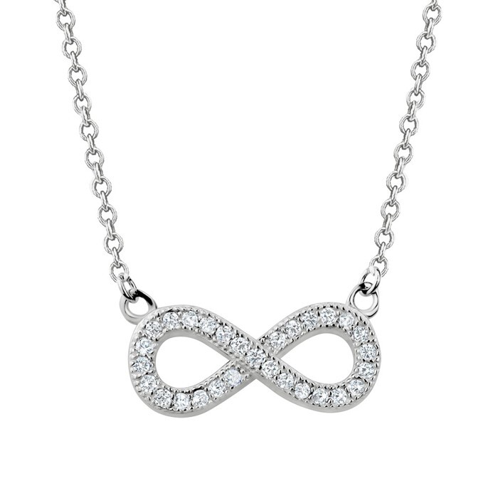 Collier infini, argent, zircons - N3472 - Création Gl