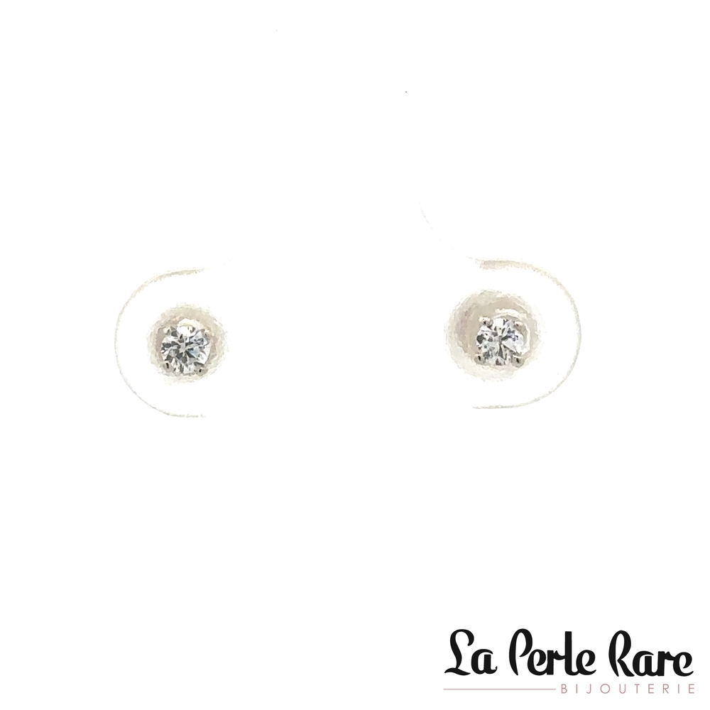 Boucles d'oreilles fixes or blanc 10 carats, zircons incolores, 2.5 millimètres - 10369-2.5B - Exclusivités